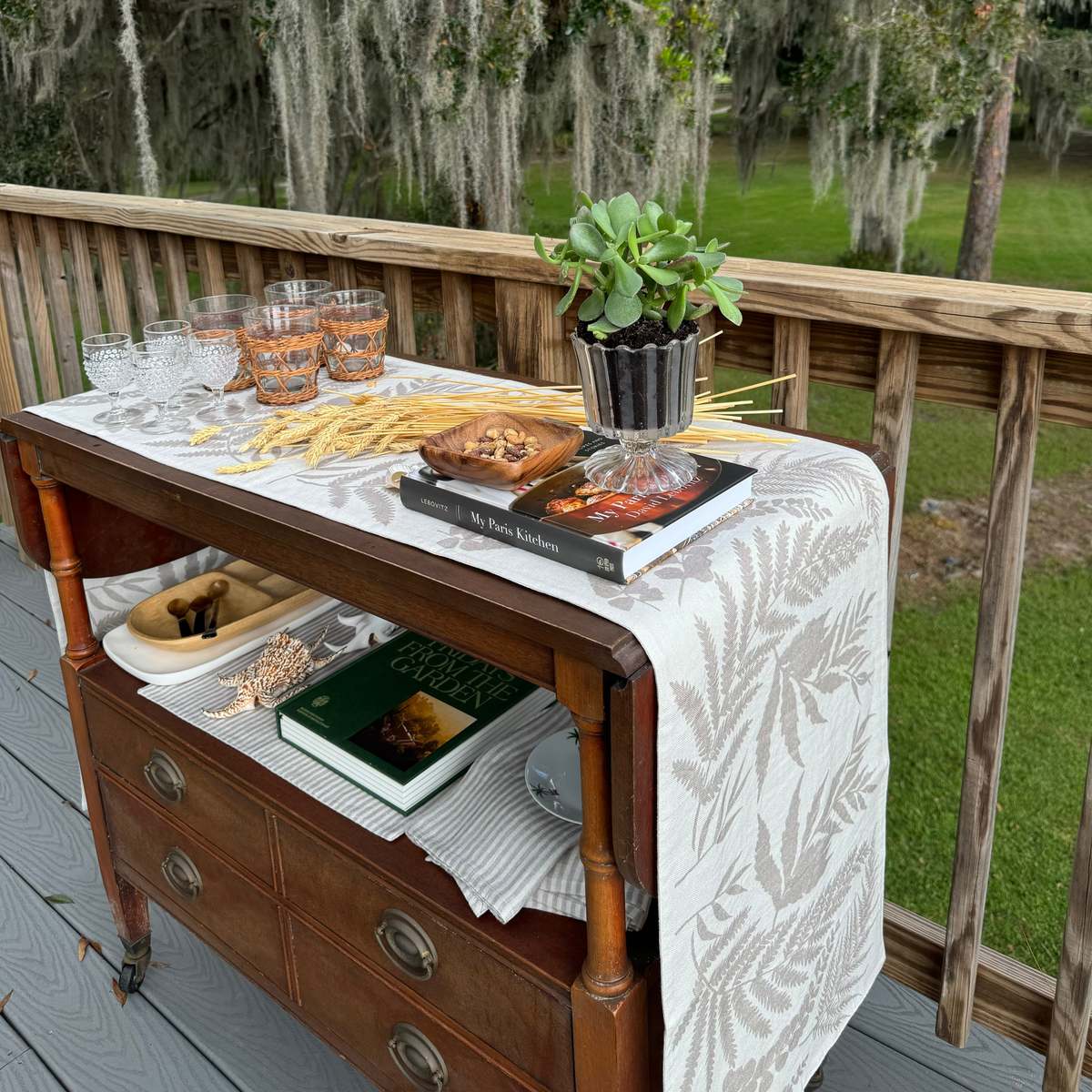 Majka & Co Forest Ferns Table Runner - Seashell Gray & Dunes - Image 3 of 4
