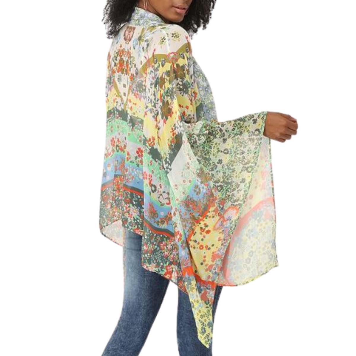 Vismaya Garden Bloom Sheer Kimono - Gray - Image 2 of 4