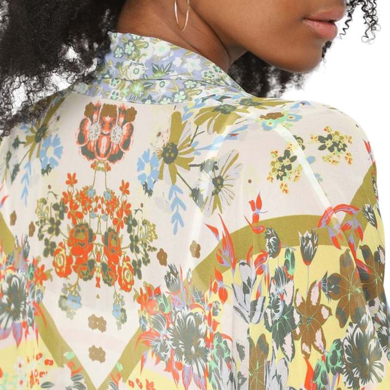 Vismaya Garden Bloom Sheer Kimono - Gray