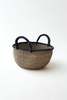 Mbare Handwoven Natural & Black Checkerboard Bolga Basket - Thumbnail 1