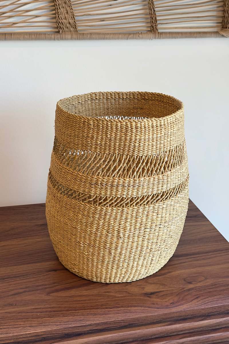 Mbare Mixed Weave Natural Planter Basket - Medium