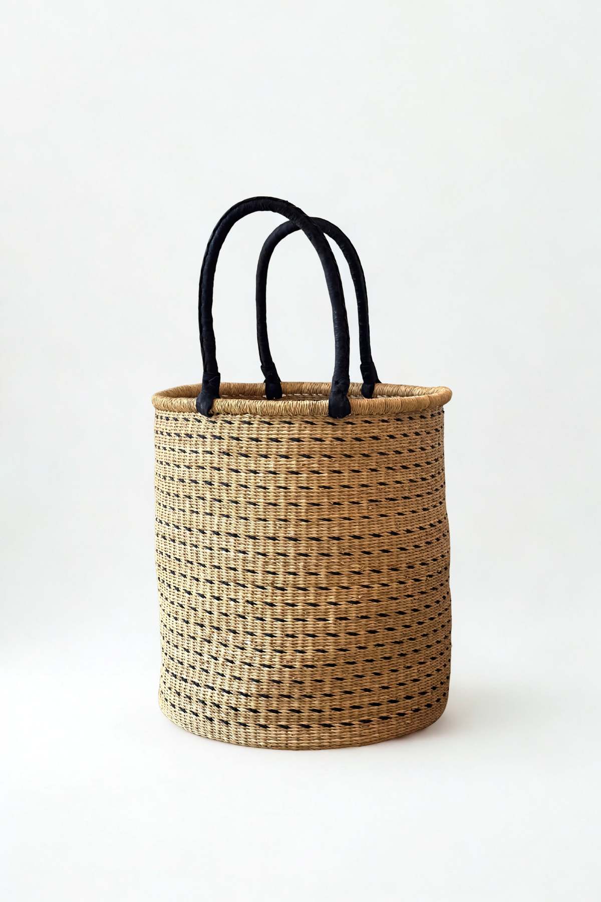 Mbare Natural w/ Black Horizontal Dashes Laundry Hamper - Image 1 of 4