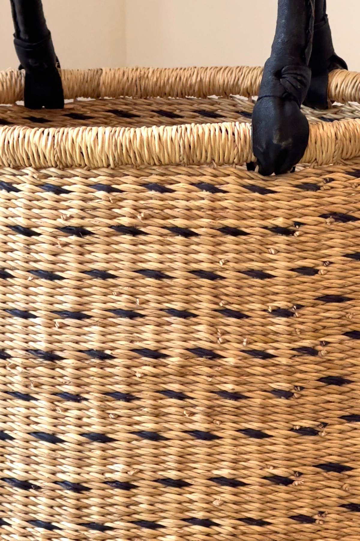 Mbare Natural w/ Black Horizontal Dashes Laundry Hamper - Image 4 of 4