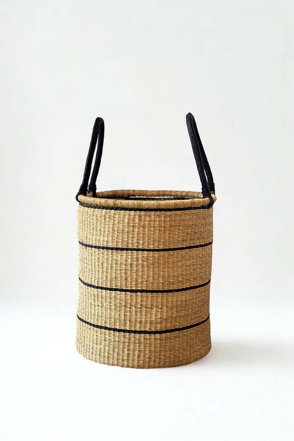 Mbare Natural with Black Horizontal Stripe Laundry Hamper