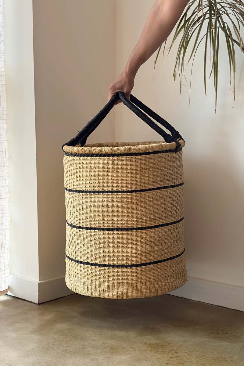 Mbare Natural with Black Horizontal Stripe Laundry Hamper