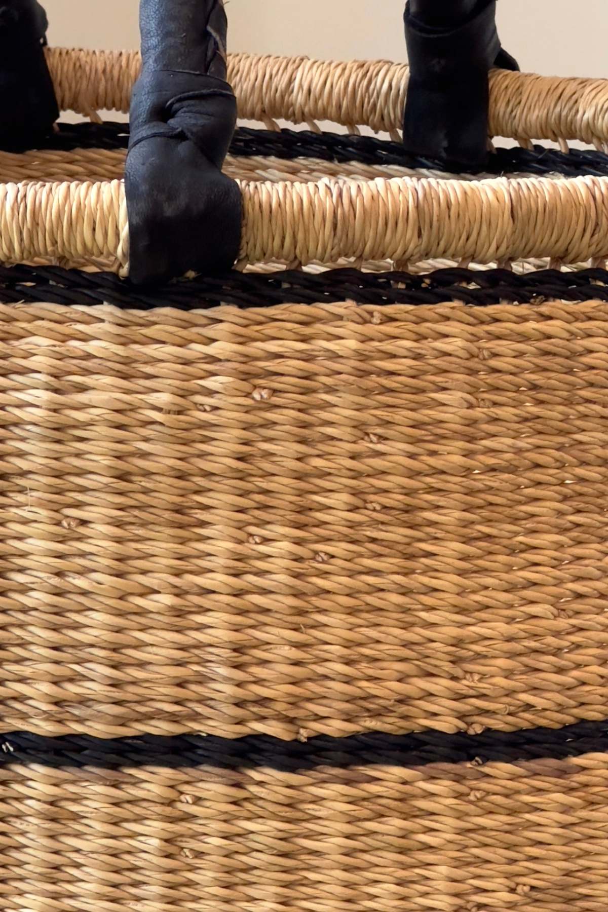 Mbare Natural with Black Horizontal Stripe Laundry Hamper - Image 4 of 4