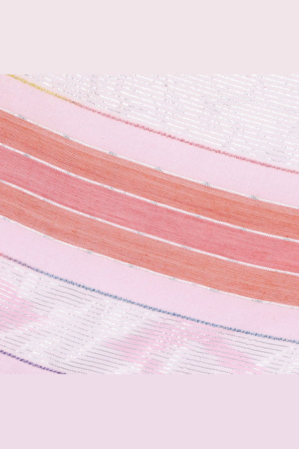 Vismaya Shimmer Stripe Tassel Scarf - Pink