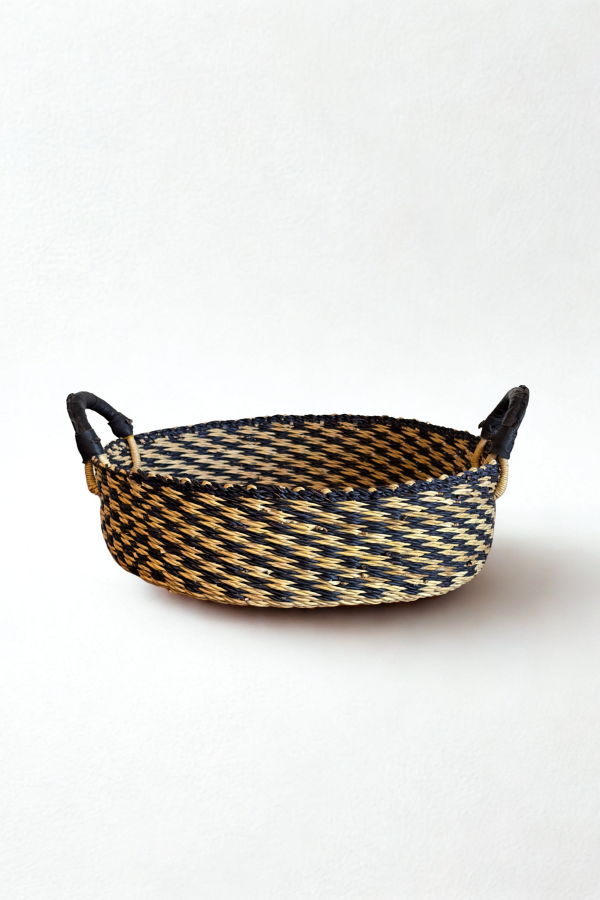 Mbare Tray Basket in Natural w/ Black Checks