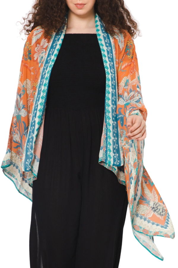 Vismaya Wildflower Sheer Kimono - Orange