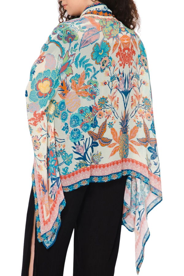 Vismaya Wildflower Sheer Kimono Cardigan - White