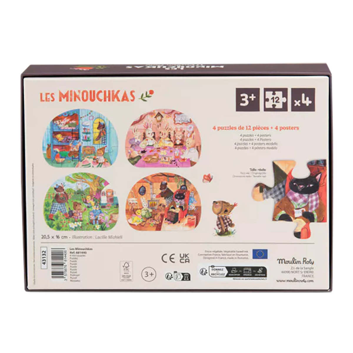 KIDS Moulin Roty Les Minouchkas A Beautiful Day Puzzle Set - Multicolour - Image 2 of 8