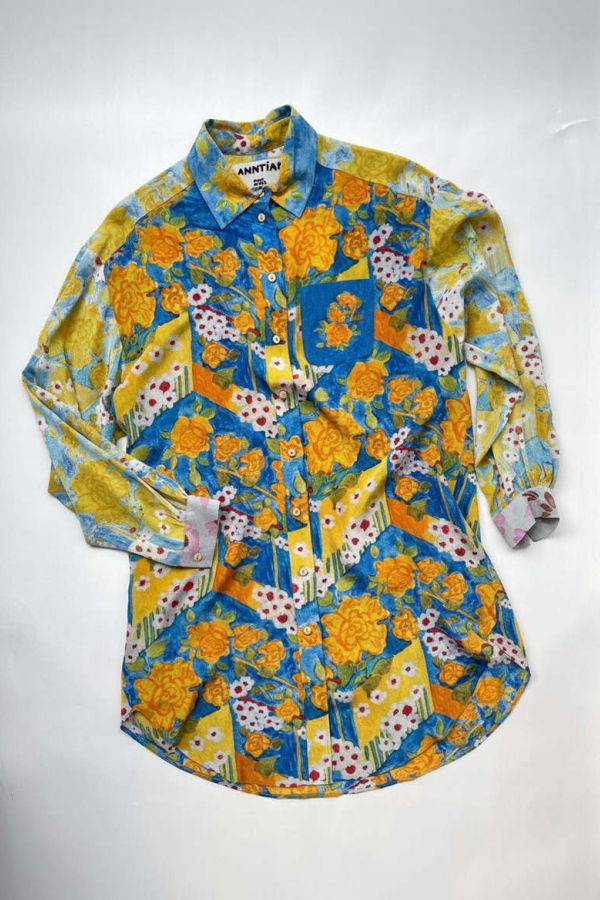 Anntian Silk Shirt Top - Print ABC