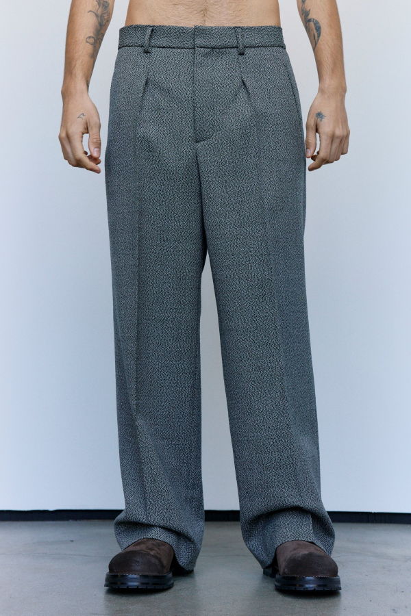 SECOND/LAYER Static Gray Wool Saico Trousers