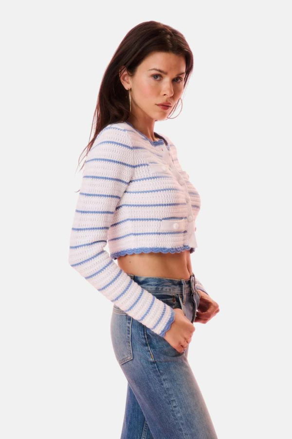 LoveShackFancy Lamiya Striped Crochet Cardigan