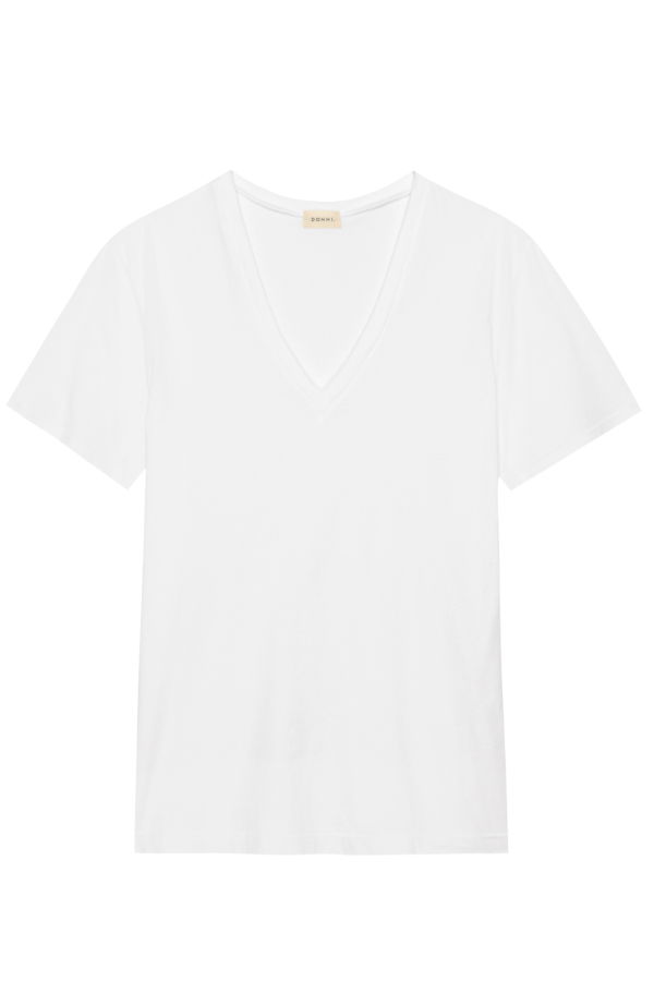 Donni. Jersey Relaxed V-Neck Top - Powder