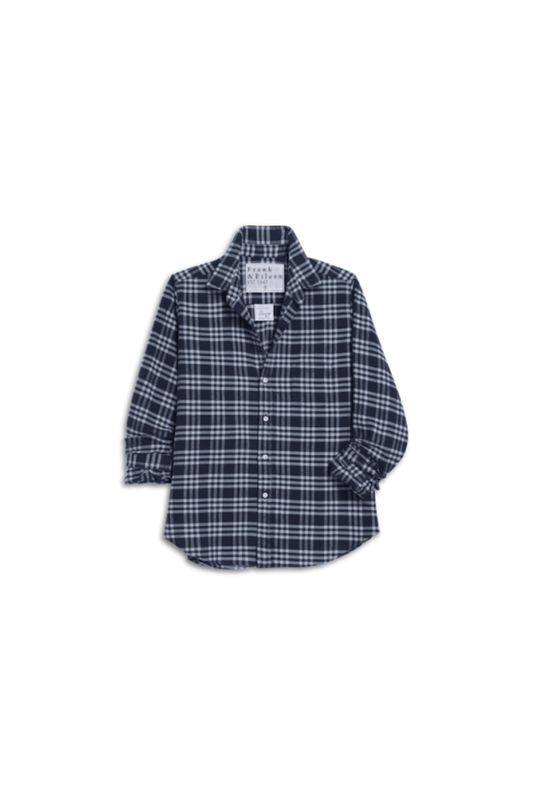 Frank & Eileen Barry Tailored Button-Up Shirt - Navy / Light Blue Plaid