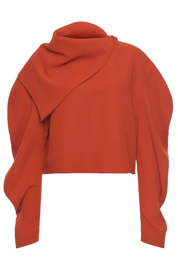 A.W.A.K.E. MODE Draped Collar Top - Terracotta