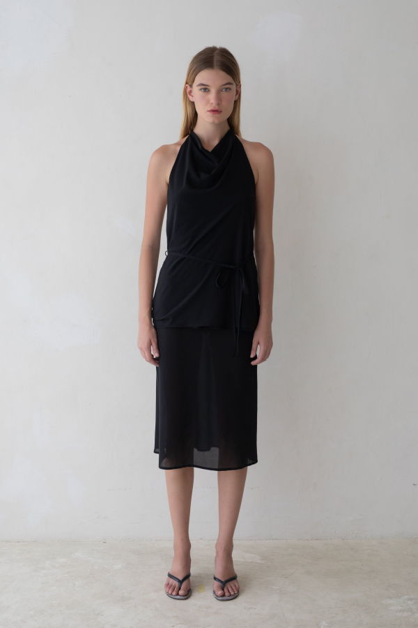 BELLE ANNA Lea Silk Skirt - Black