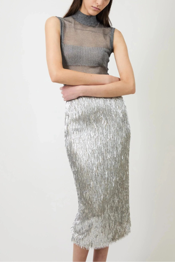 AKNVAS Tao Pencil Skirt - Silver
