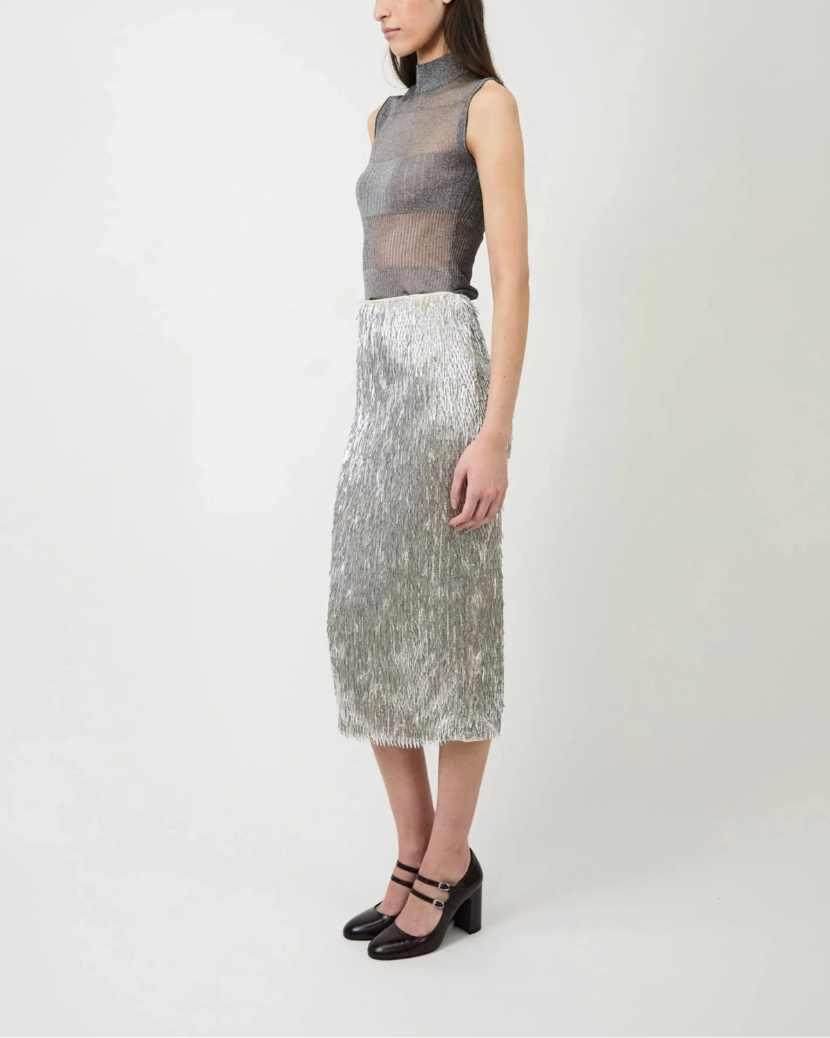AKNVAS Tao Pencil Skirt - Silver - Image 3 of 8