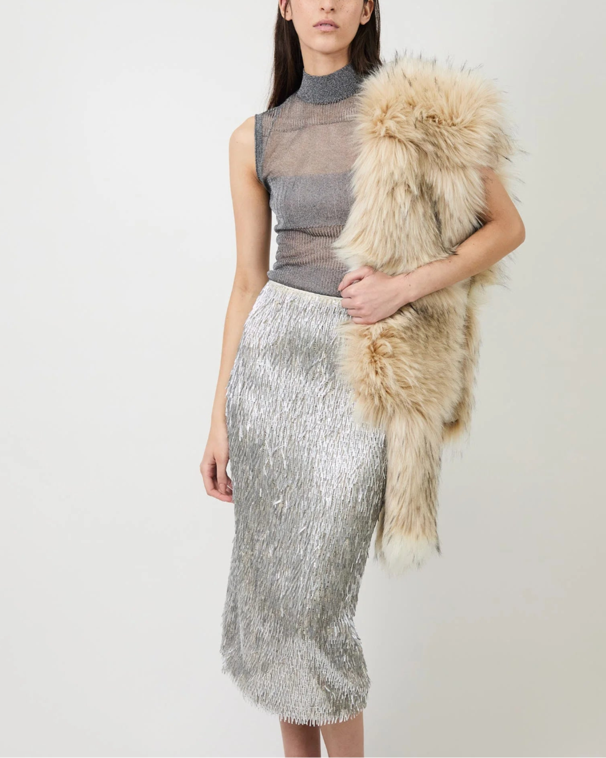AKNVAS Tao Pencil Skirt - Silver - Image 6 of 8