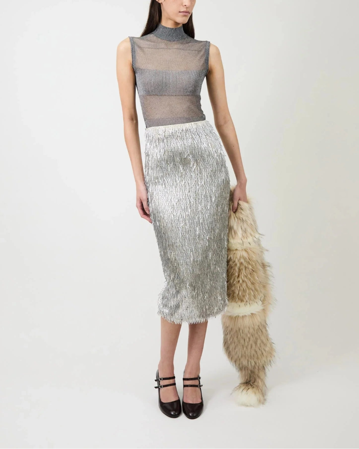 AKNVAS Tao Pencil Skirt - Silver - Image 8 of 8