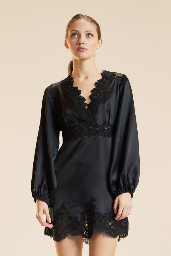 Cynthia Rowley Garbo Silky Lace Dress - Black