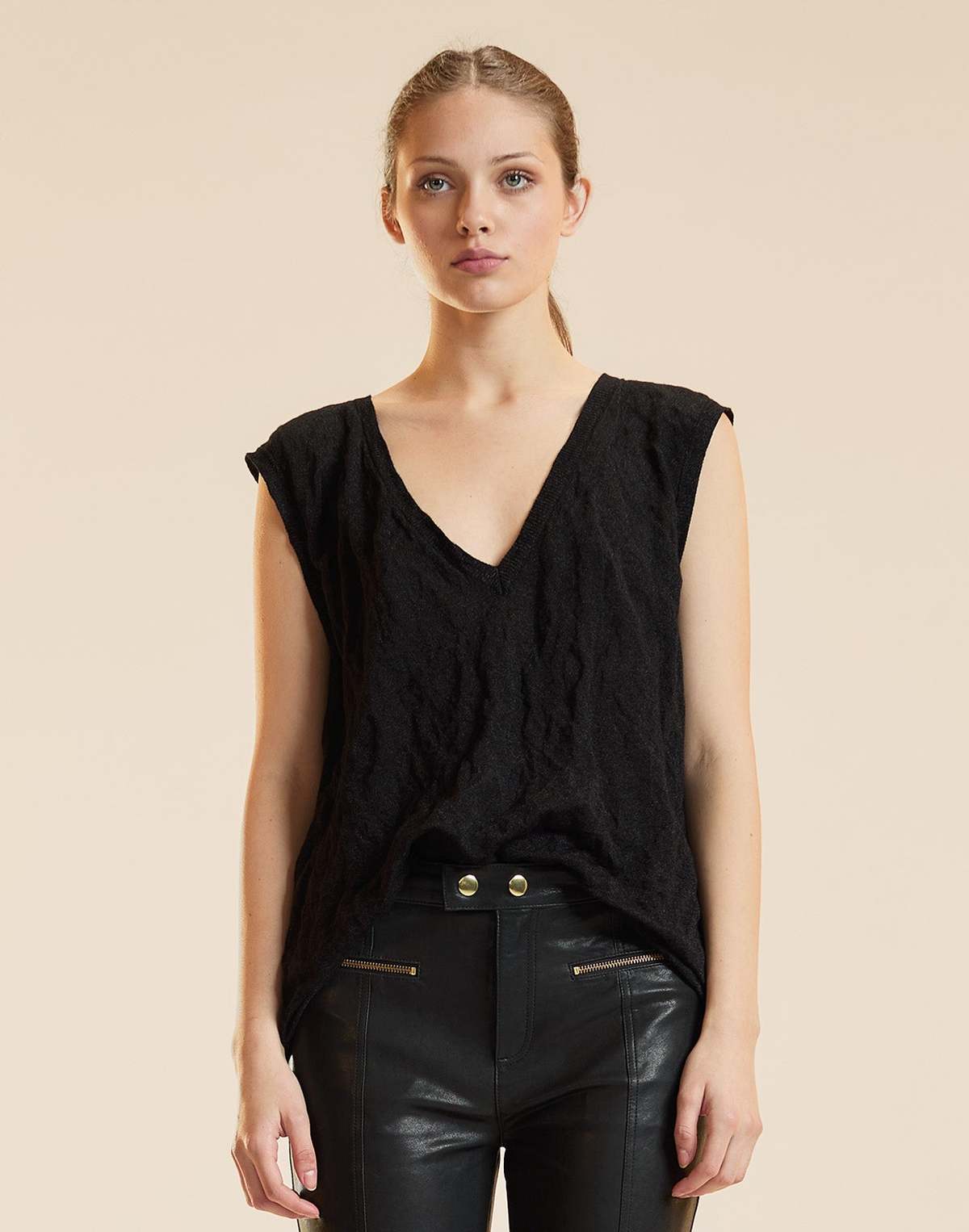 Cynthia Rowley Parchment Tank Top - Black - Image 3 of 7