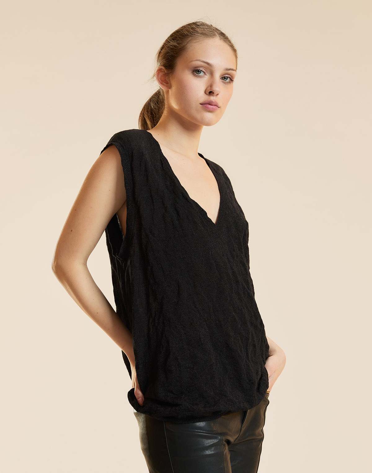 Cynthia Rowley Parchment Tank Top - Black - Image 6 of 7