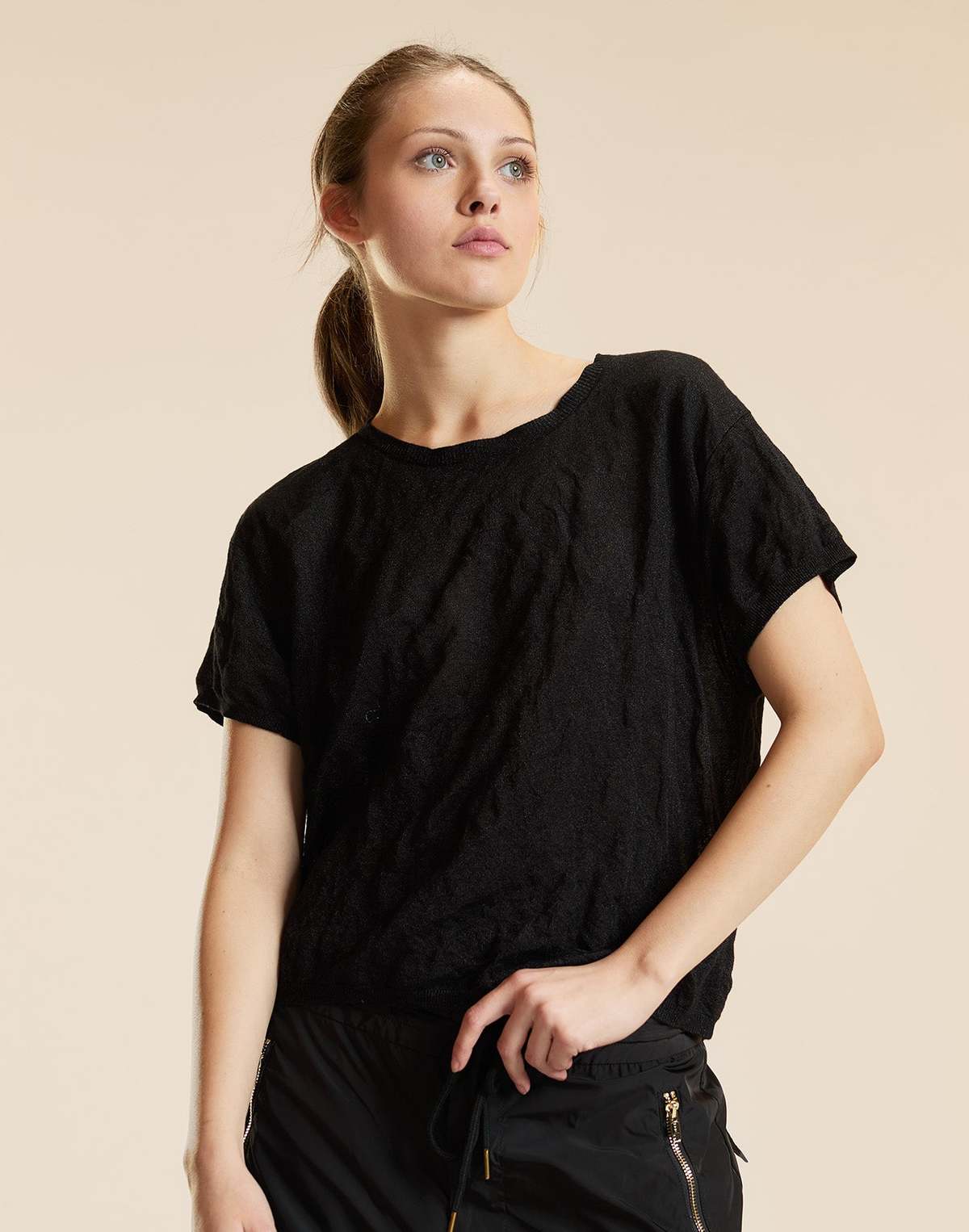 Cynthia Rowley Parchment Tee - Black - Image 1 of 7