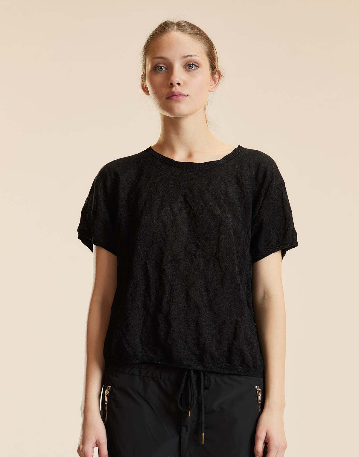 Cynthia Rowley Parchment Tee - Black - Image 2 of 7