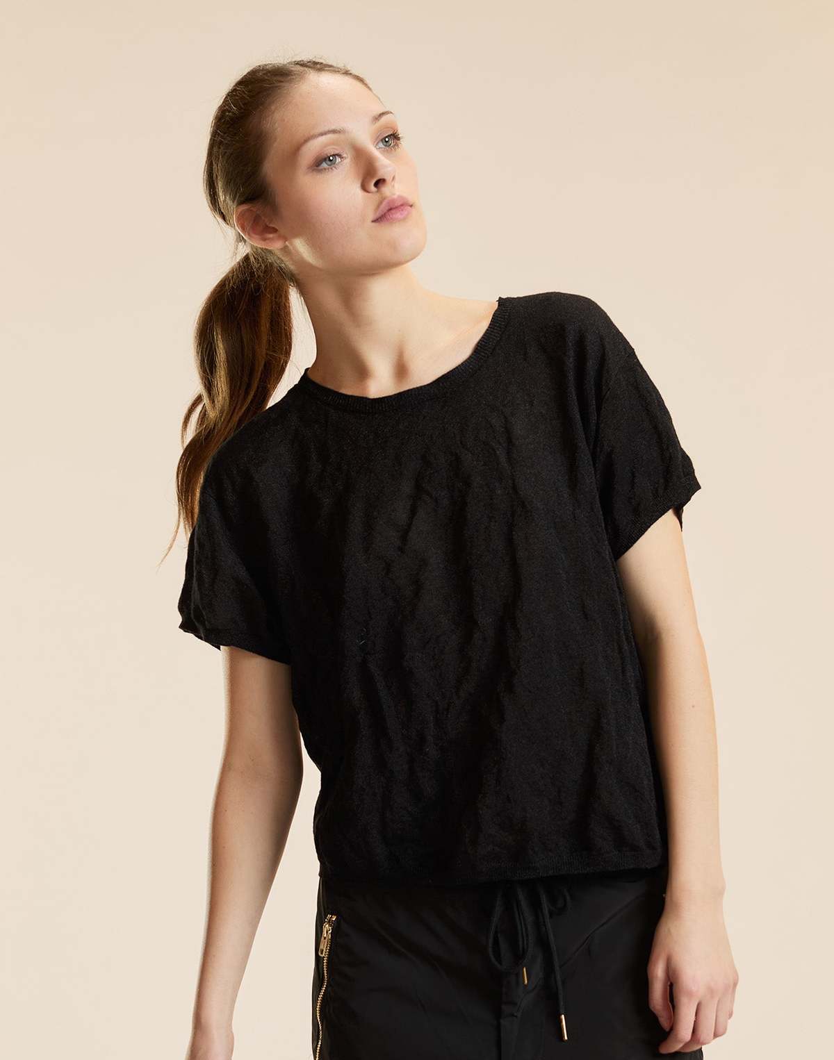 Cynthia Rowley Parchment Tee - Black - Image 4 of 7