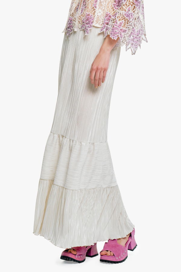 Anna Sui Plissé Tiered Maxi Skirt