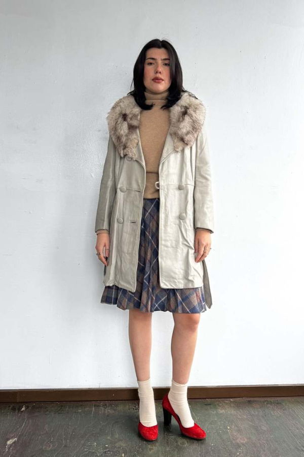 Vintage Gray Leather Penny Lane Jacket