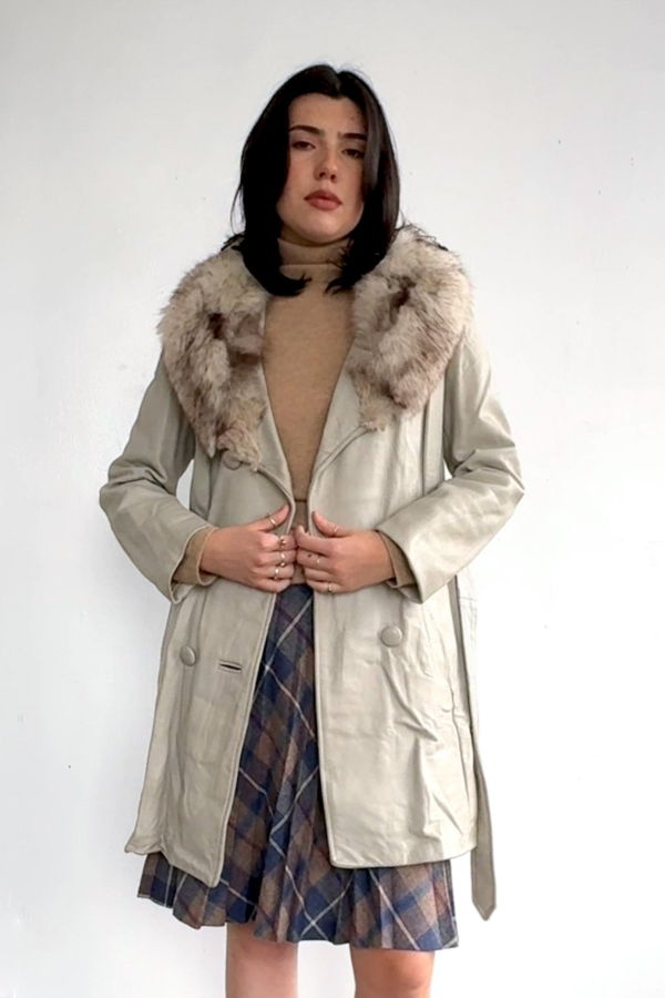 Vintage Gray Leather Penny Lane Jacket