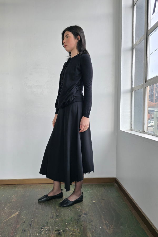 Vintage Marni Slinky Black Asymmetric Hem Skirt - Black