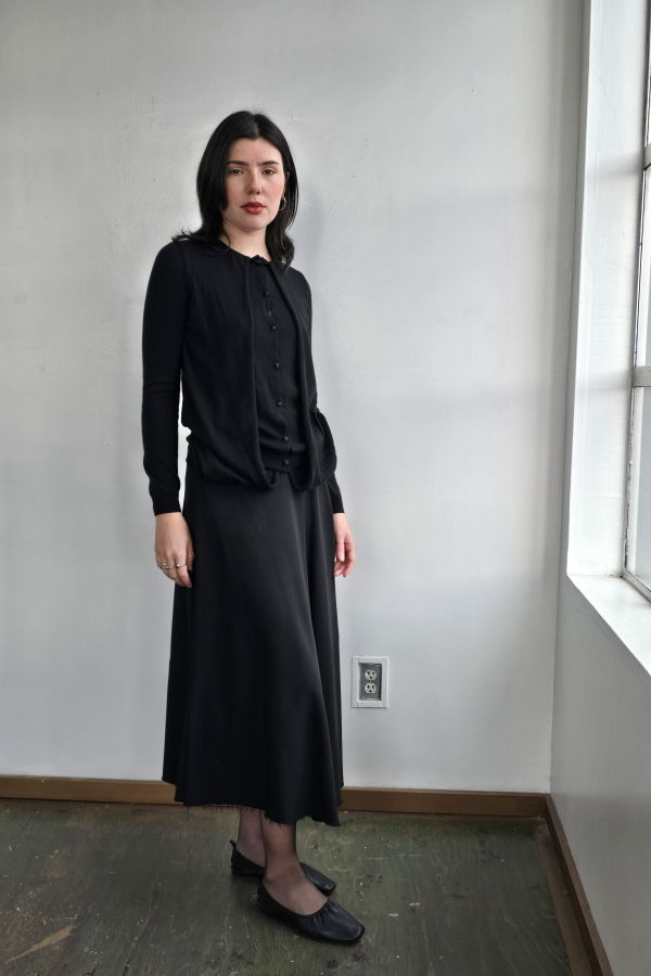 Vintage Marni Slinky Black Asymmetric Hem Skirt - Black