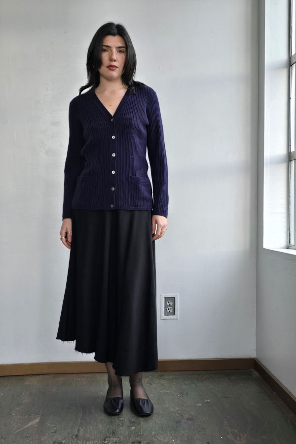 Vintage Saks Blue Ribbed Cashmere Cardi Top