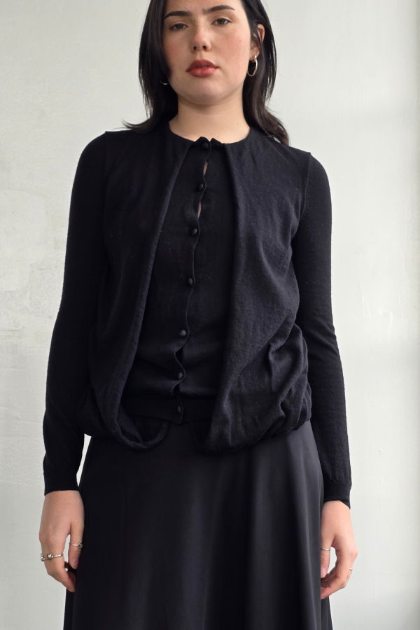 Vintage Valentino Soft Black Layered Cardigan