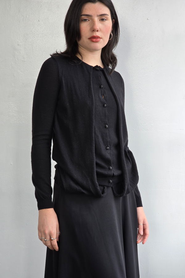 Vintage Valentino Soft Black Layered Cardigan
