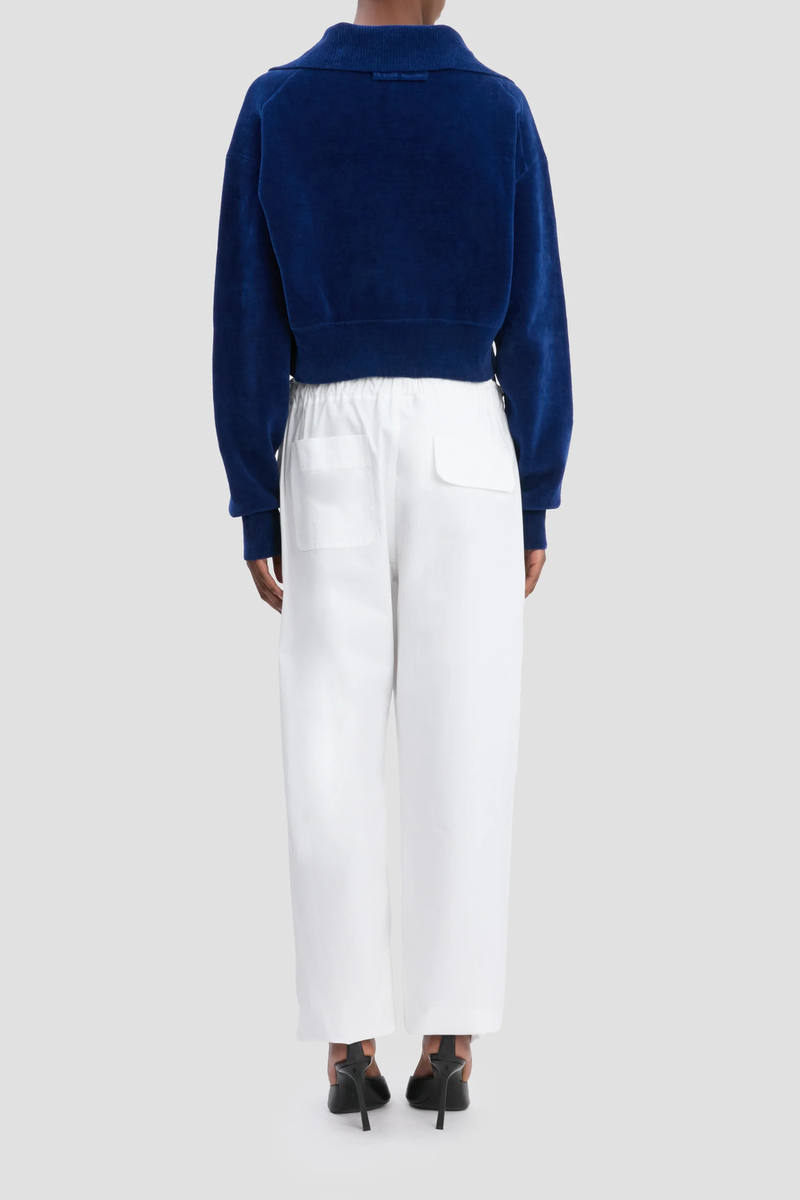 Victoria Beckham Collared Cropped Top - Bright Navy