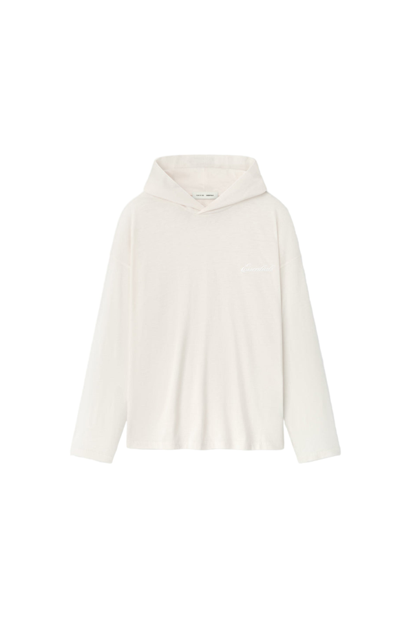 Fear of God Essentials Embroidered Classic Hooded Long Sleeve Hoodie - Ivory