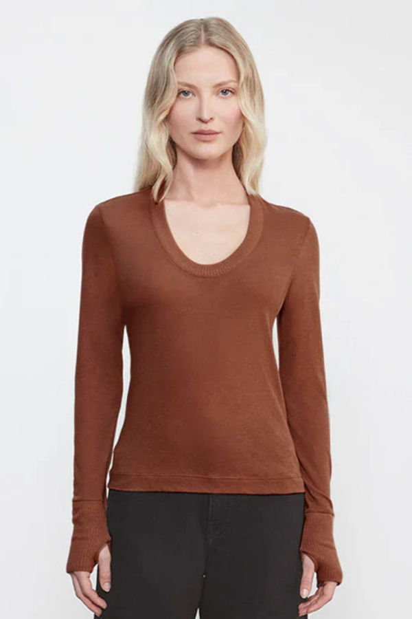 Enza Costa Cashmere Easy Cuffed U Sweater