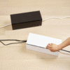 Yamazaki Home Cable Management Box - White/Taupe/Brown - Thumbnail 2