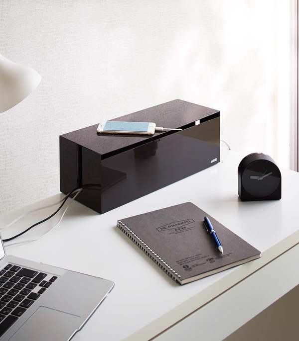Yamazaki Home Cable Management Box - White/Taupe/Brown