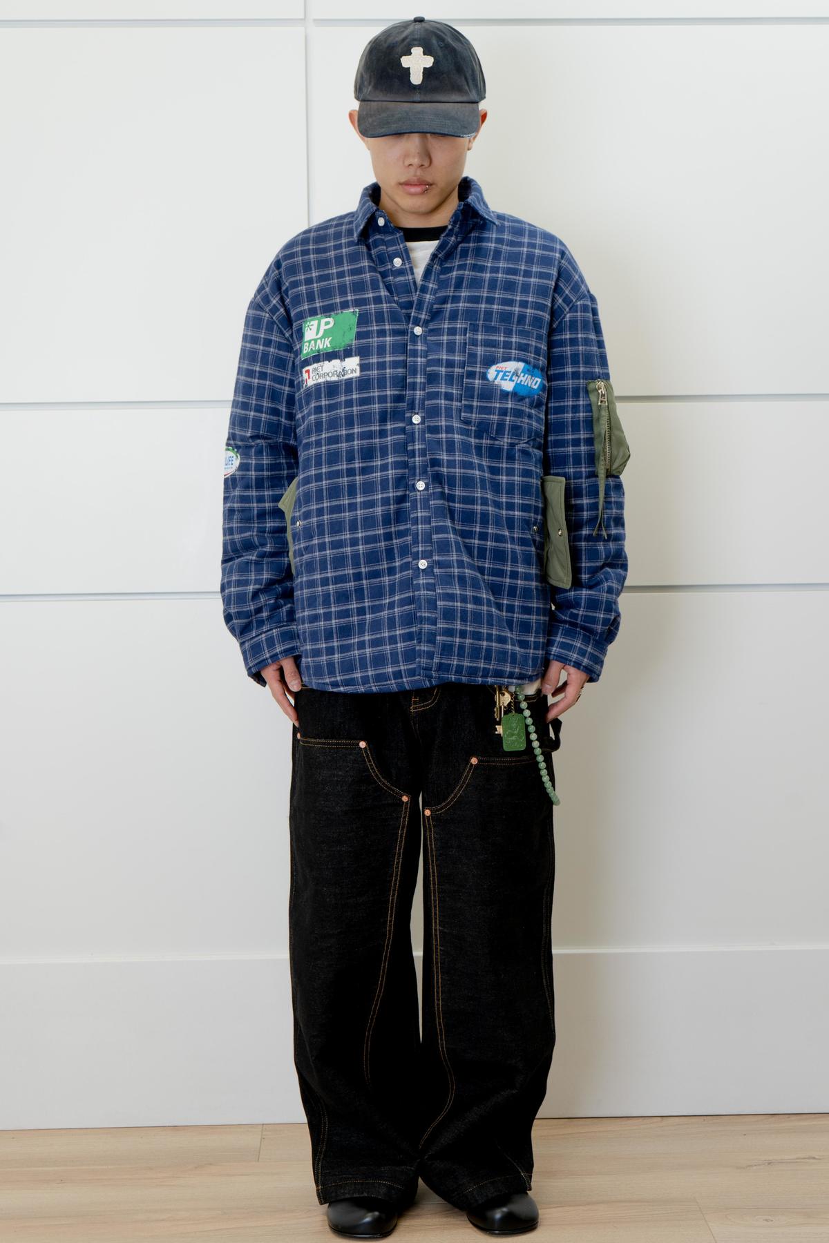 piet Padded Flannel Plaid Shirt - Green - Image 1 of 5