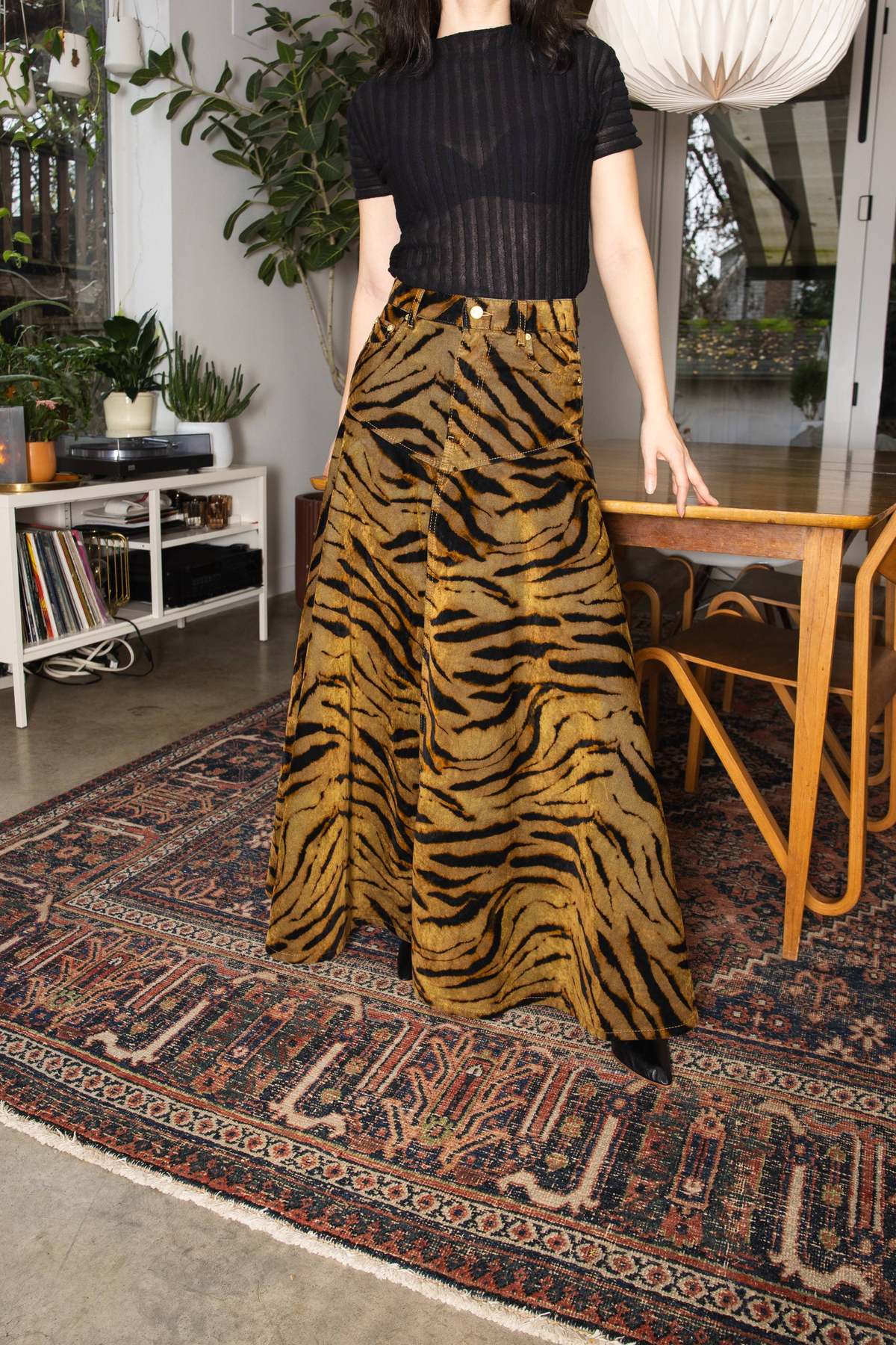 Ganni Printed Flock Denim Long Skirt - Image 2 of 5