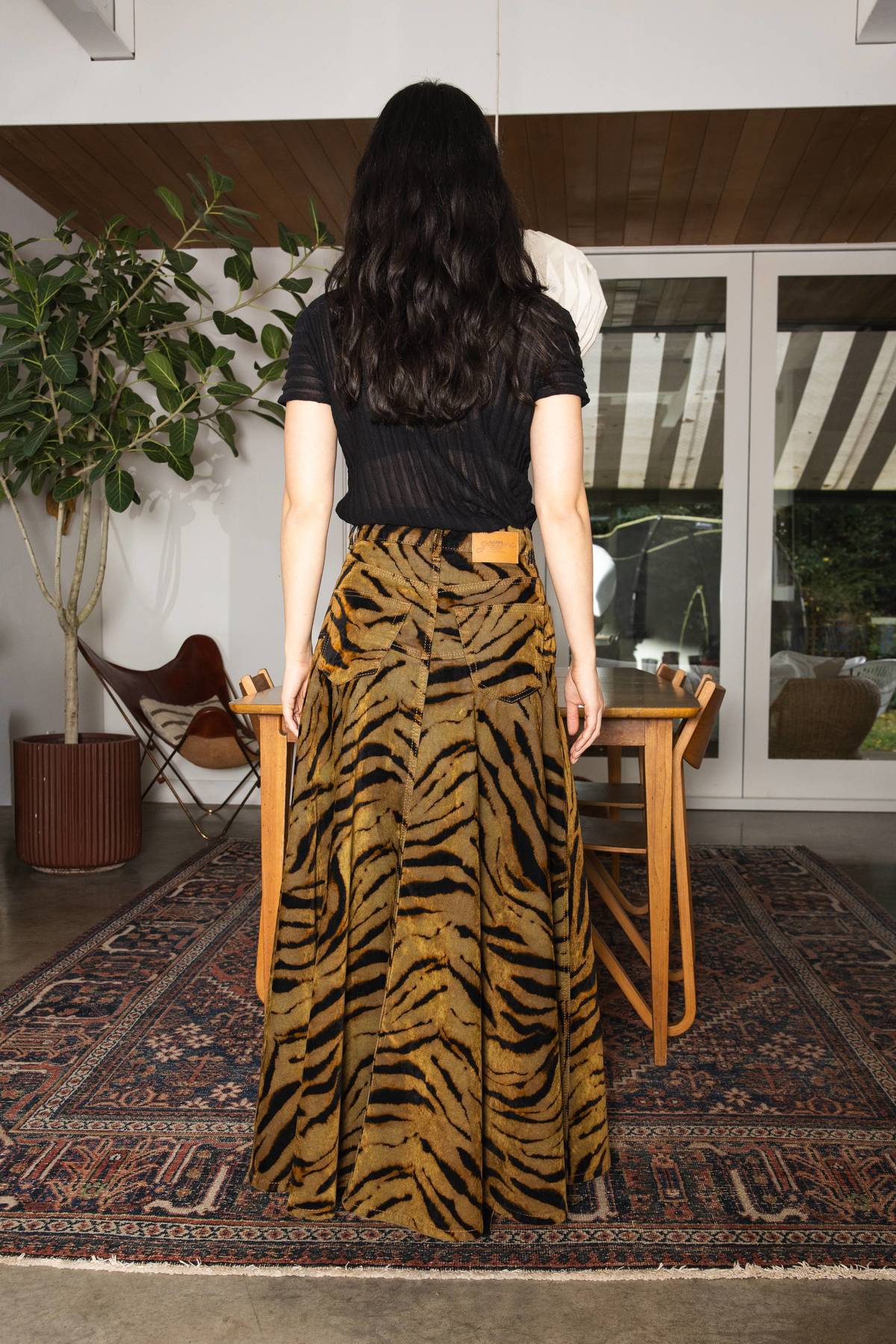 Ganni Printed Flock Denim Long Skirt - Image 3 of 5