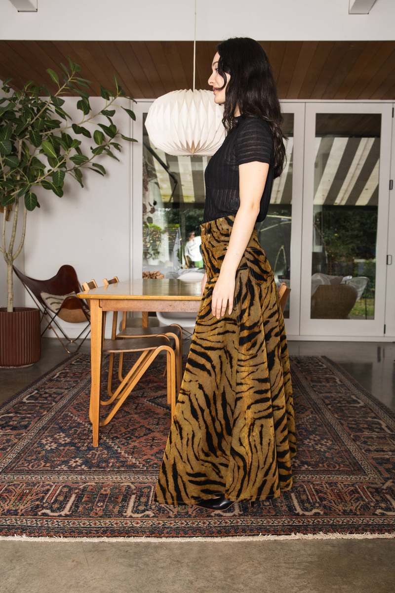 Ganni Printed Flock Denim Long Skirt