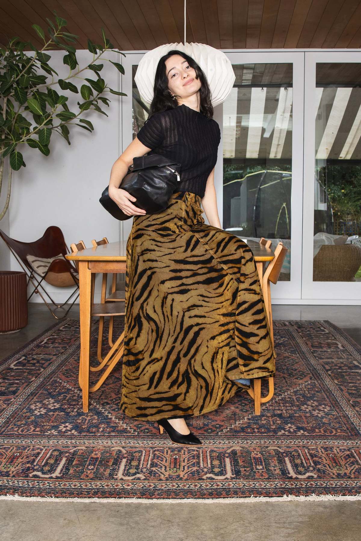 Ganni Printed Flock Denim Long Skirt - Image 5 of 5